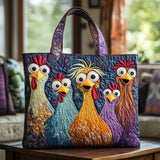Handmade Bag with Five Colorful Chickens