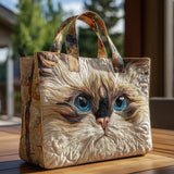 Handmade White Cat Bag with Blue Eyes