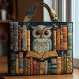 Handmade Owl Bag Among Antique Books