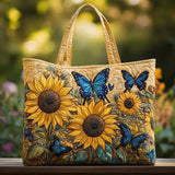 Handcrafted Sunflower and Blue Butterfly Bag