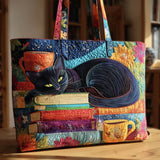 Handmade Chat Noir Bag with Books and Mugs