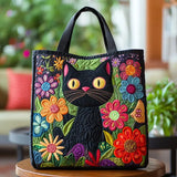Black Cat Quilted Shoulder Bag