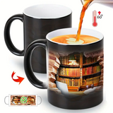 Ceramic Mug with Magic Bookshelf and Heat Effect